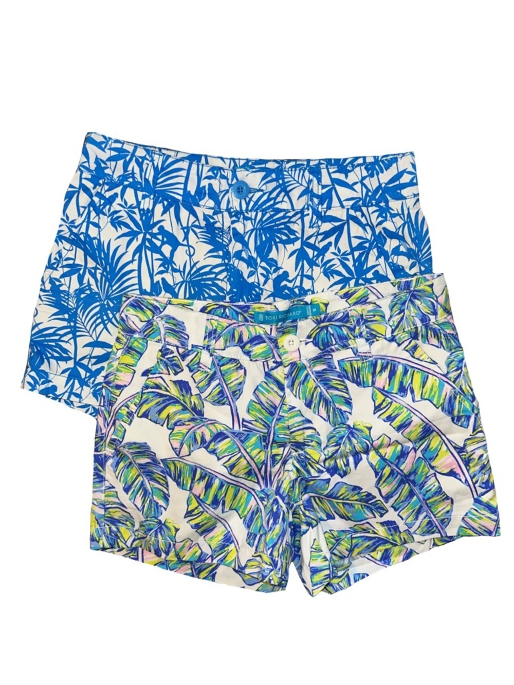 *SET OF 2* Tori Richard Honolulu Tropical Sadie Shorts 3.5” Size 0